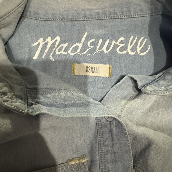 Madewell Denim Button-up Shirt Women’s Size Extra Small XS Front Pockets - Picture 6 of 8